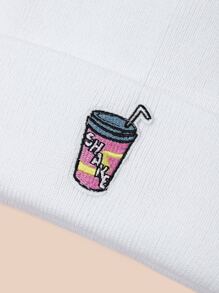 1入組中性別創意刺繡針織帽，適合日常穿著休閒 - 白色 - 查看 4