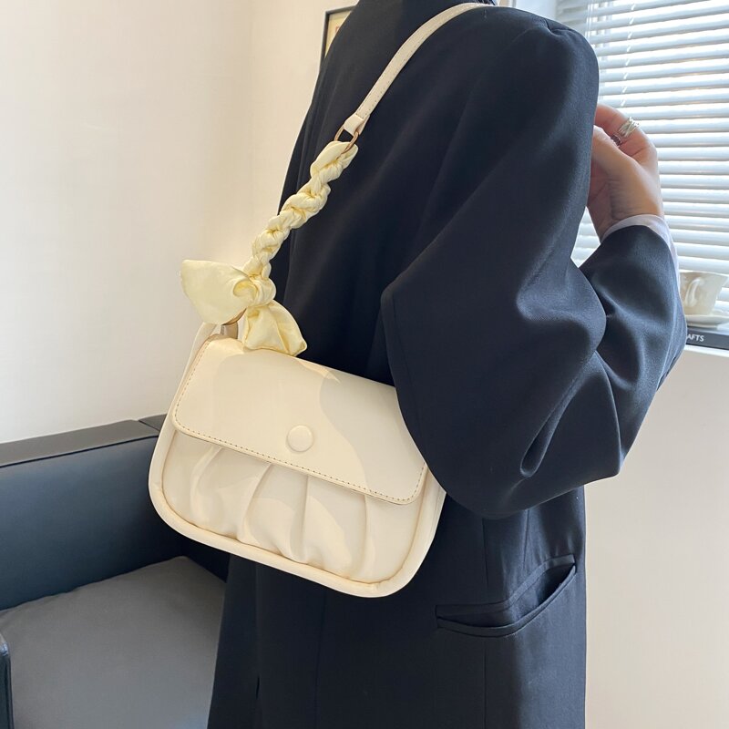

Ruched Shoulder Bag, Beige