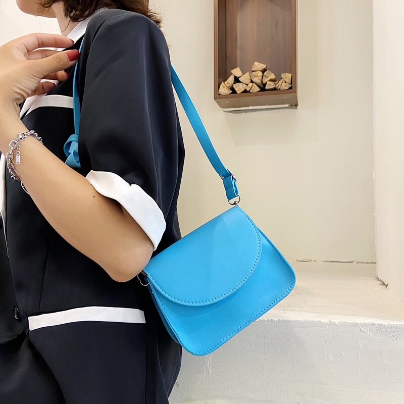 

Minimalist Flap Crossbody Bag, Blue