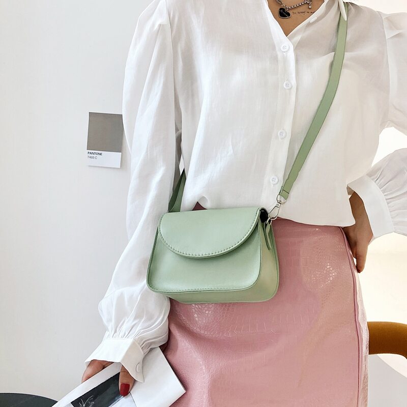 

Minimalist Flap Crossbody Bag, Green