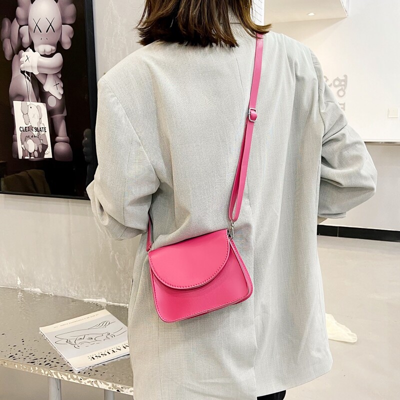 

Minimalist Flap Crossbody Bag, Hot pink