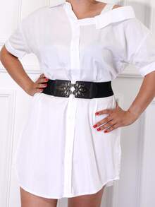 Thắt lưng đàn hồi lớn có khóa kim loại - màu đen - Xem 2