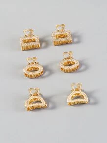 6 piezas de Pinzas de pelo geométricas mini de metal para uso diario de mujeres, pasador de cabello dorado casual, accesorio de cabello de verano, pinza de pelo, pinza de pelo, pinza de pelo, pinza de pelo, accesorio de cabello para mujer para vacaciones - Dorado - Ver 2