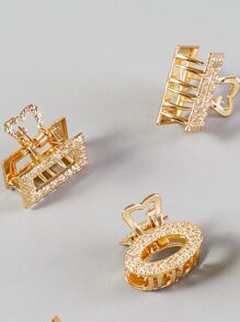 6 piezas de Pinzas de pelo geométricas mini de metal para uso diario de mujeres, pasador de cabello dorado casual, accesorio de cabello de verano, pinza de pelo, pinza de pelo, pinza de pelo, pinza de pelo, accesorio de cabello para mujer para vacaciones - Dorado - Ver 3