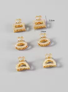 6 piezas de Pinzas de pelo geométricas mini de metal para uso diario de mujeres, pasador de cabello dorado casual, accesorio de cabello de verano, pinza de pelo, pinza de pelo, pinza de pelo, pinza de pelo, accesorio de cabello para mujer para vacaciones - Dorado - Ver 4