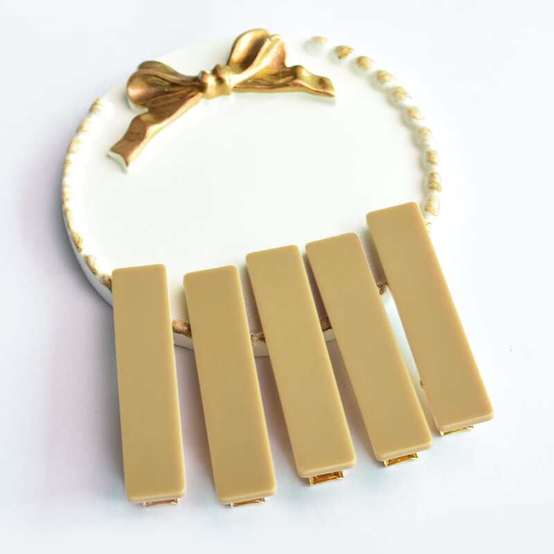 

5pcs Solid Hair Clip, Coffee