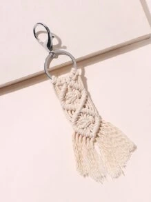 1pc Tassel grace Braided Tassel Keychain - White - View 3
