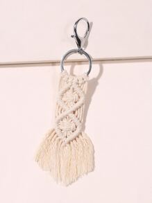 1pc Tassel grace Braided Tassel Keychain - White - View 5