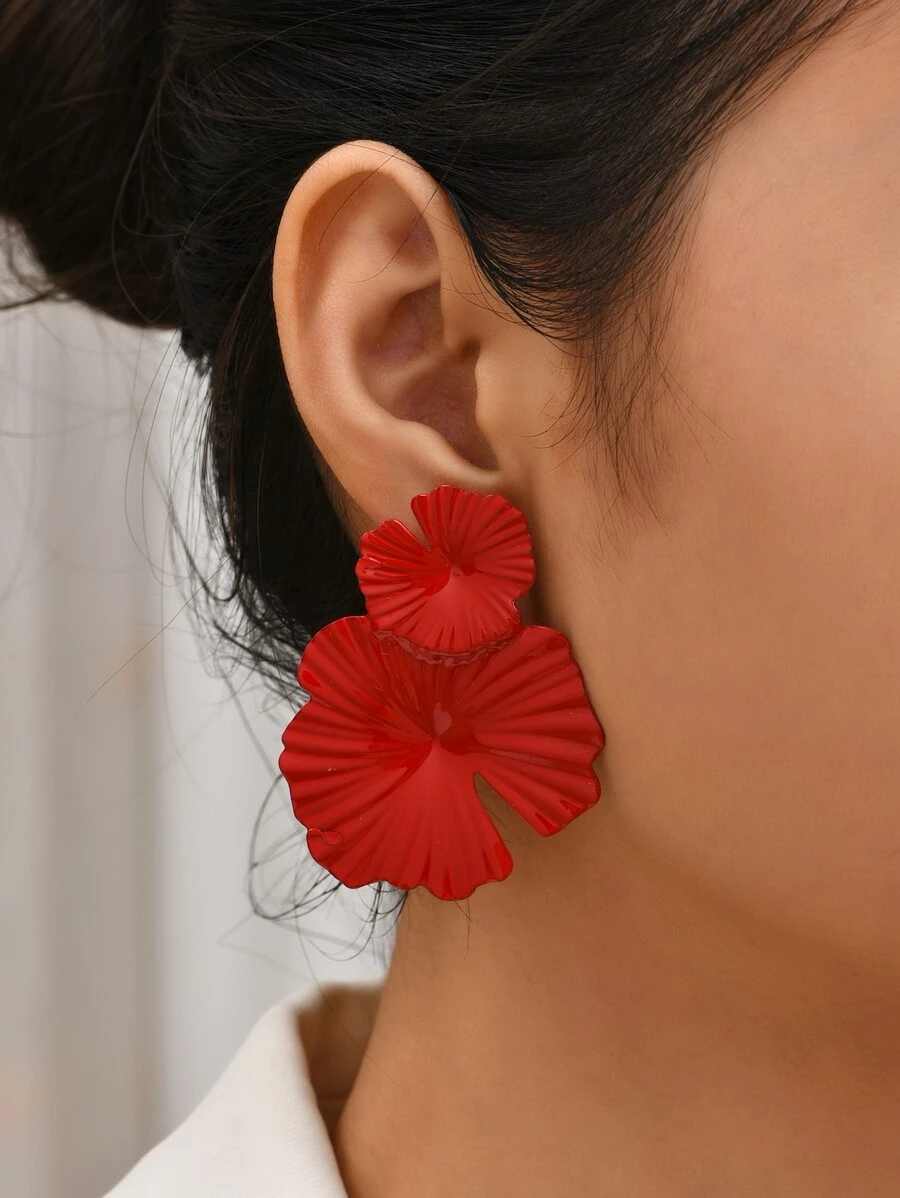 Flower Design Earrings Valentines,Mom,Mother,Mother's Day,Gift - Red - View 1