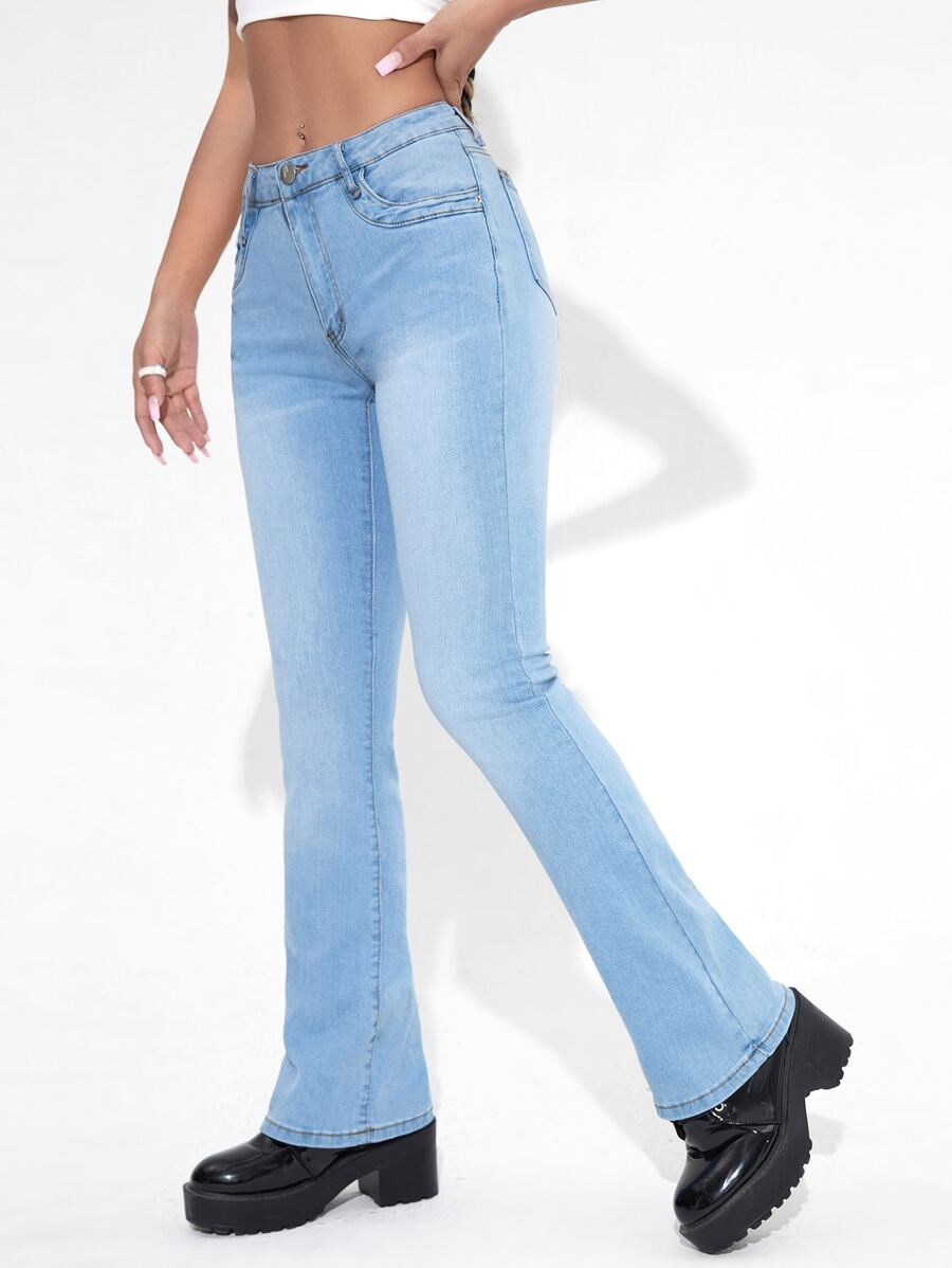 Straight Leg Jeans - Light Wash - View 1