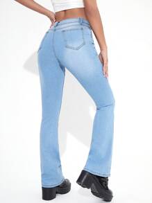 Straight Leg Jeans - Light Wash - View 2