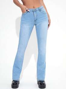 Straight Leg Jeans - Light Wash - View 4
