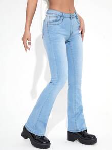 Straight Leg Jeans - Light Wash - View 5