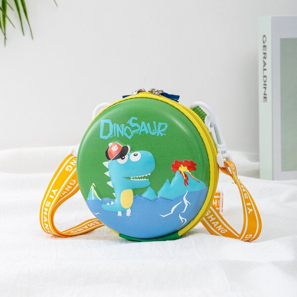 

Kids Mini Cartoon Dinosaur Graphic Circle Bag, Green