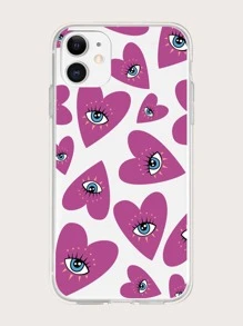 Heart With Eye Print Phone Case - Clear - View 1