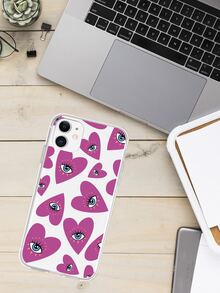 Heart With Eye Print Phone Case - Clear - View 4