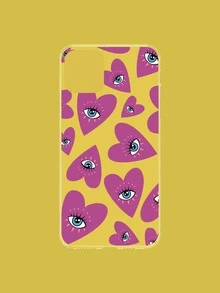 Heart With Eye Print Phone Case - Clear - View 2