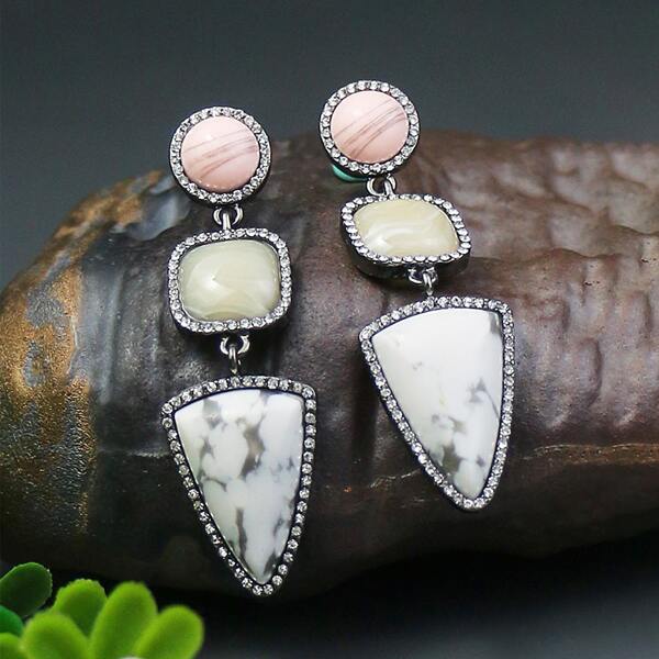 

Rhinestone Decor Geometric Drop Earrings, Multicolor
