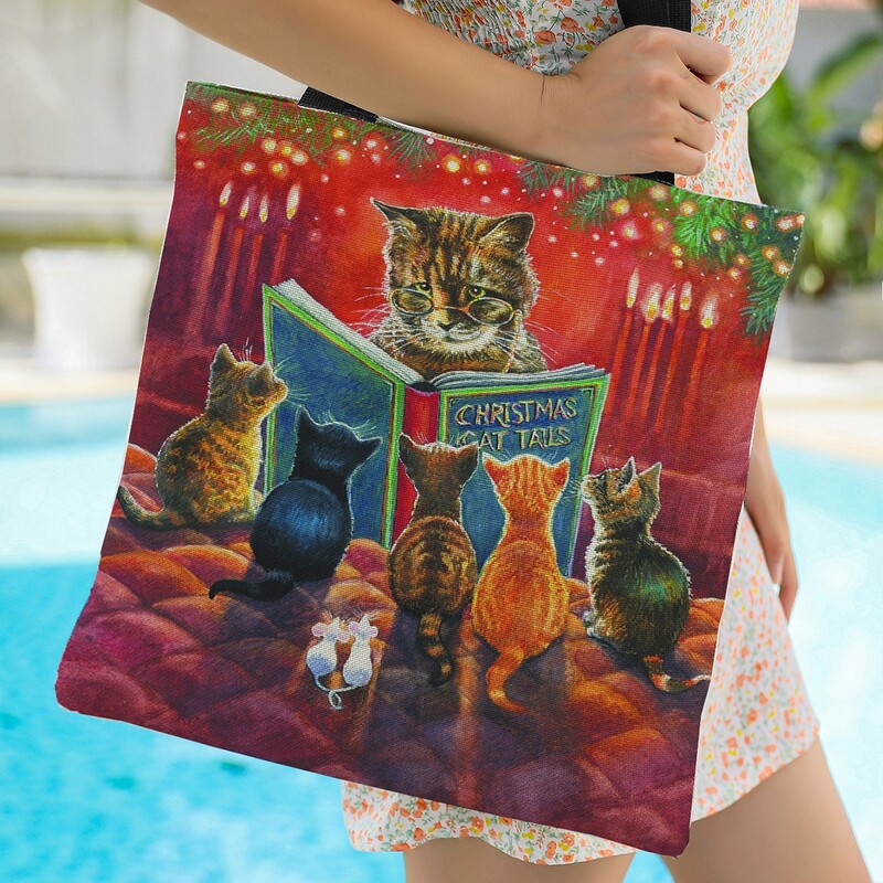

Christmas Kitty Graphic Shopper Bag, Multicolor
