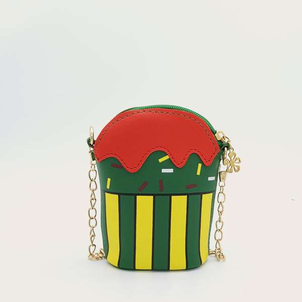 

Girls Cartoon Ice Cream Design Crossbody Bag, Green