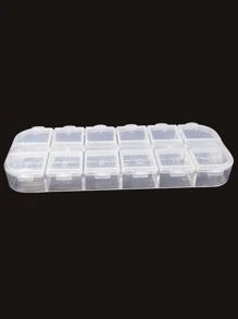 12 Grids Clear Nail Decoration Storage Box, 1pc Portable Makeup Organizer, Dust-Proof Travel Cosmetic Organizer Case For Nail Art Design Tools,Beads, Jewelry, Tools, Pill And Fishing Lures,Room,Home,Bedroom,Bathroom,House,Pink Room,Living Room Decor,Travel Stuff,Gift Bag,Gifts For Mom,Dad,Men,Friends,Teacher,Birthday,Wedding,Desk,Shelves,Accessories,Gift Boxes,Funny Gift,Storage