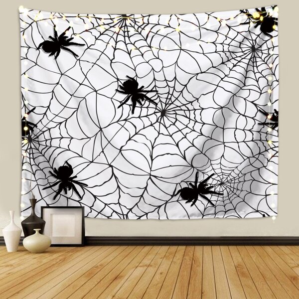 

Spider Web Print Tapestry, Black and white