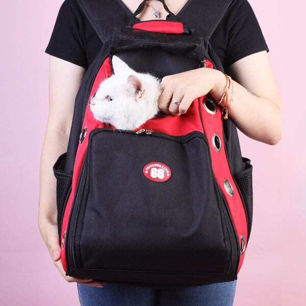

Color Block Pet Carrier Bag, Red