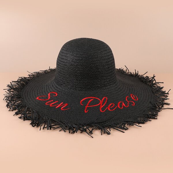 

Raw Hem Sun Hat, Black