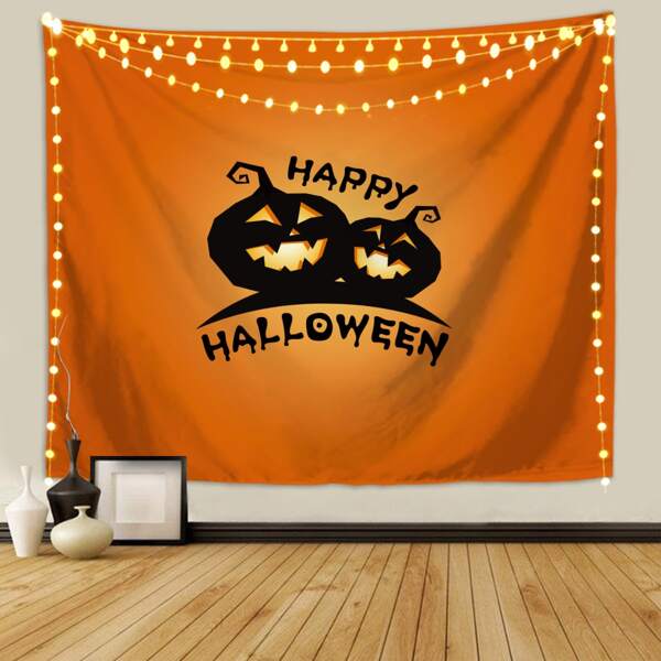 

Halloween Slogan Graphic Tapestry, Multicolor