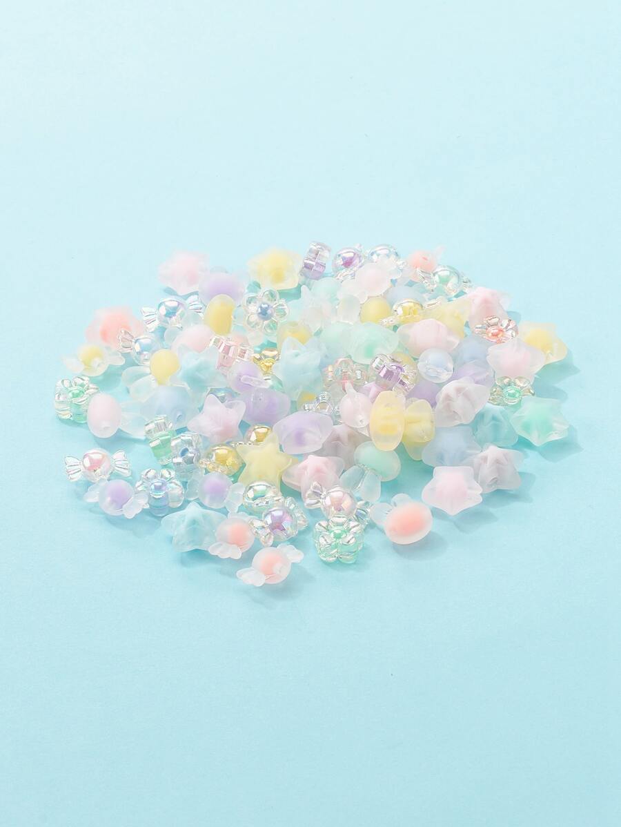 1 hộp Kẹo & Hoa & Ngôi Sao & Thỏ Hạt Acrylic mờ và trong suốt - Nhiều màu - Xem 1