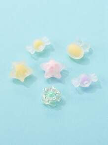 1 hộp Kẹo & Hoa & Ngôi Sao & Thỏ Hạt Acrylic mờ và trong suốt - Nhiều màu - Xem 2