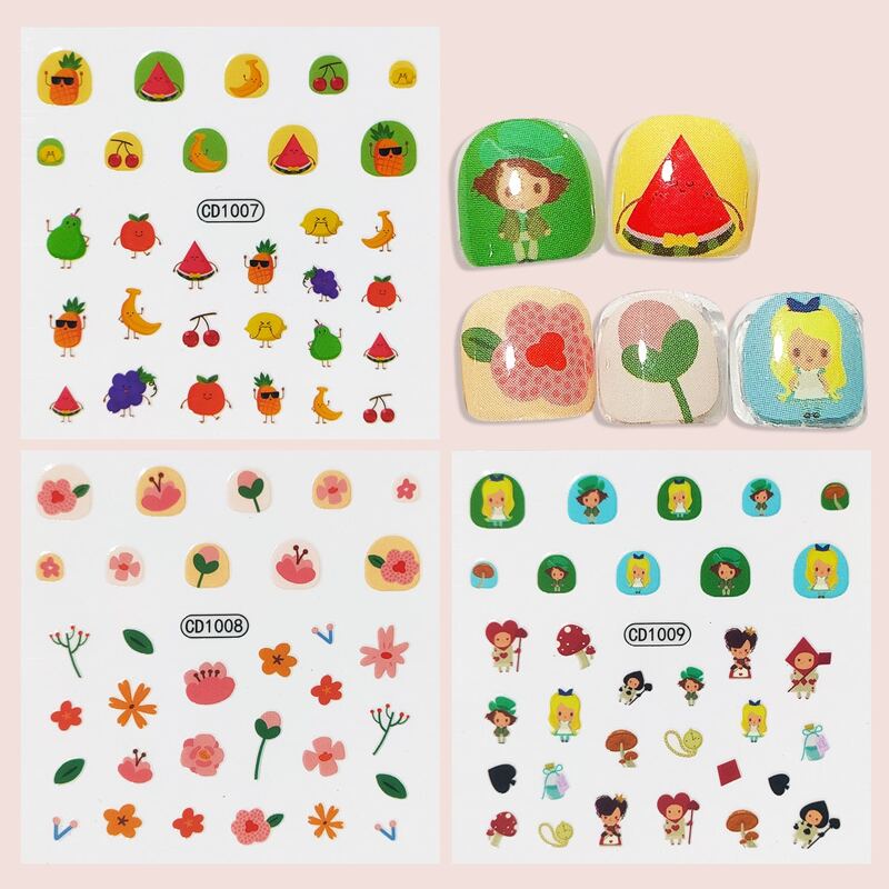 

3sheets Kids Cartoon Graphic Nail Art Sticker, Multicolor