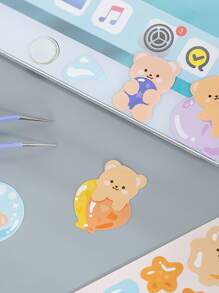 2 piezas Pegatina con estampado de oso de dibujos animados al azar - Multicolor - Ver 4