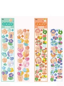 2 piezas Pegatina con estampado de oso de dibujos animados al azar - Multicolor - Ver 7