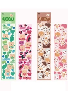 2 piezas Pegatina con estampado de oso de dibujos animados al azar - Multicolor - Ver 6