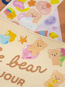 2 piezas Pegatina con estampado de oso de dibujos animados al azar - Multicolor - Ver 8