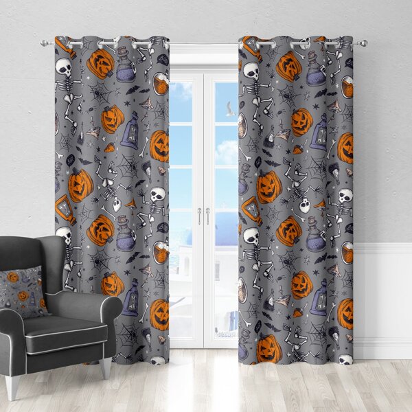 

2pcs Halloween Pattern Curtain, Multicolor