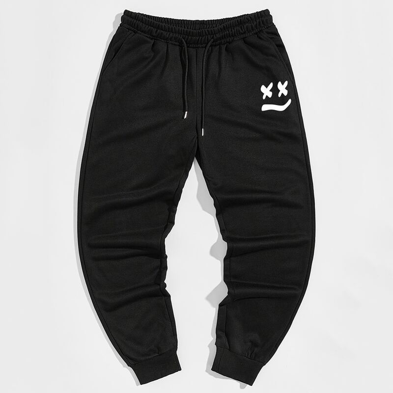 

Guys Graphic Drawstring Sweatpants, Black