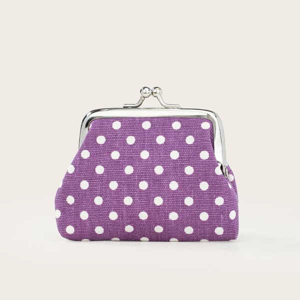 

Polka Dot Kiss Lock Small Wallet, Purple