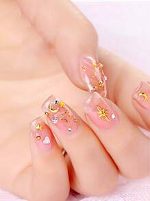 1box Moon & Star Nail Art Decoration - Gold - View 2