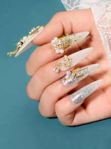 1box Moon & Star Nail Art Decoration - Gold - View 3