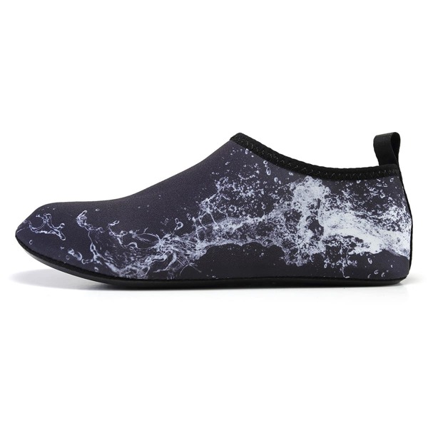 

Men Water Graphic Slip On Water Shoes, Black and white
