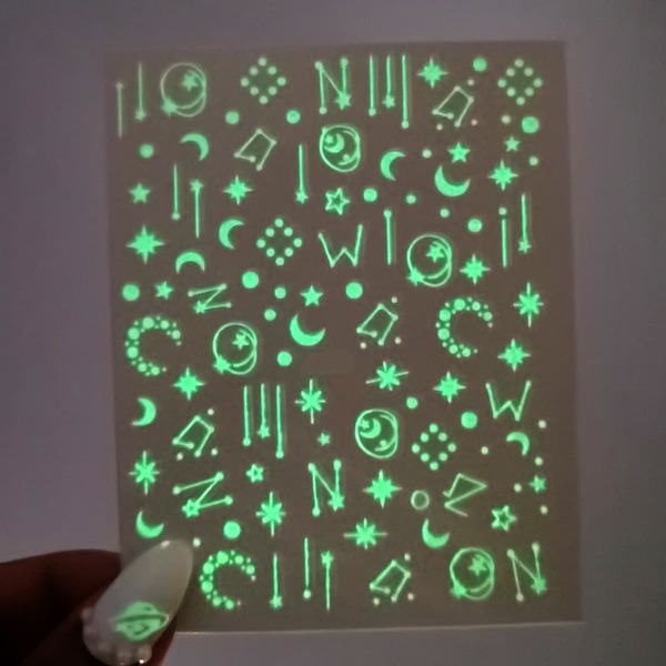 

1sheet Luminous Planet Pattern Nail Art Sticker, White