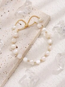 Vòng tay cườm ngọc trai tự nhiên - Vàng - Xem 1