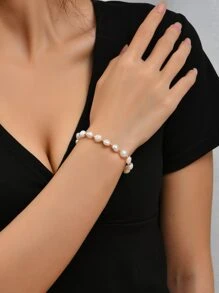 Vòng tay cườm ngọc trai tự nhiên - Vàng - Xem 2