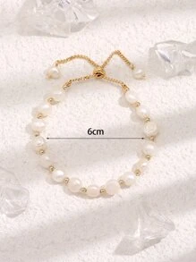 Vòng tay cườm ngọc trai tự nhiên - Vàng - Xem 3