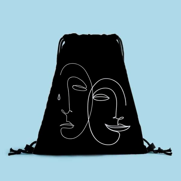

Painting Graphic Drawstring Backpack, Black