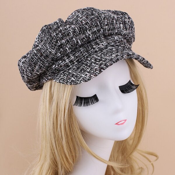 

Simple Baker Boy Cap, Black and white