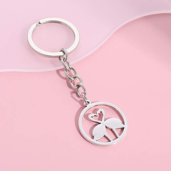 

Round Charm Keychain, Silver