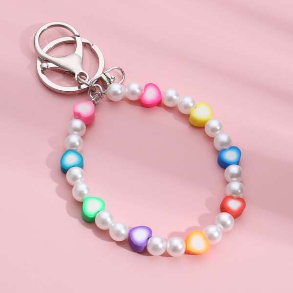 

Random Color Heart Decor Keychain, Multicolor